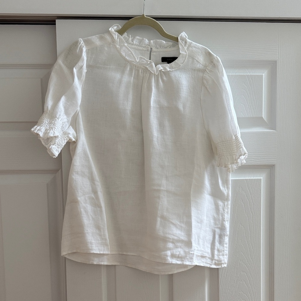 J crew linen puff sleeve Blouse